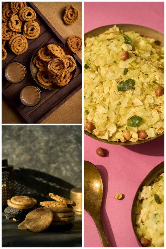 Poha Chevda +  Poli Puran + Chakri