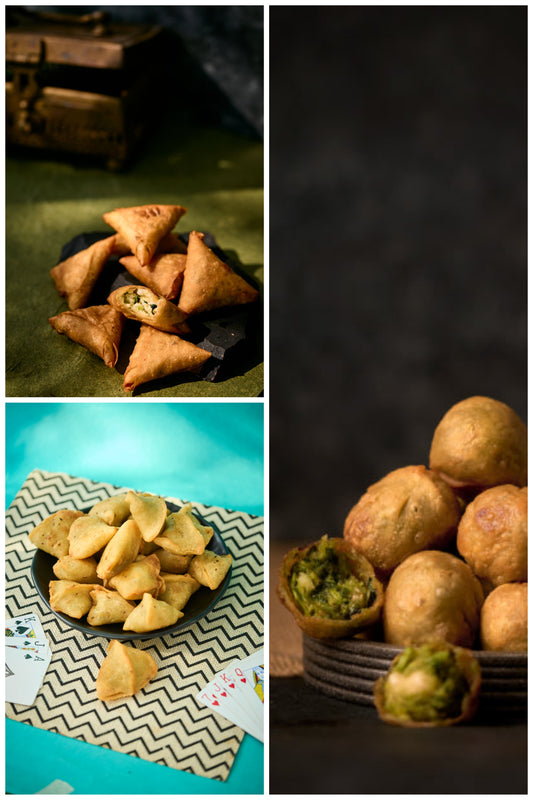 Cheese paneer Samosa + Singhada+ Lilva Kachori